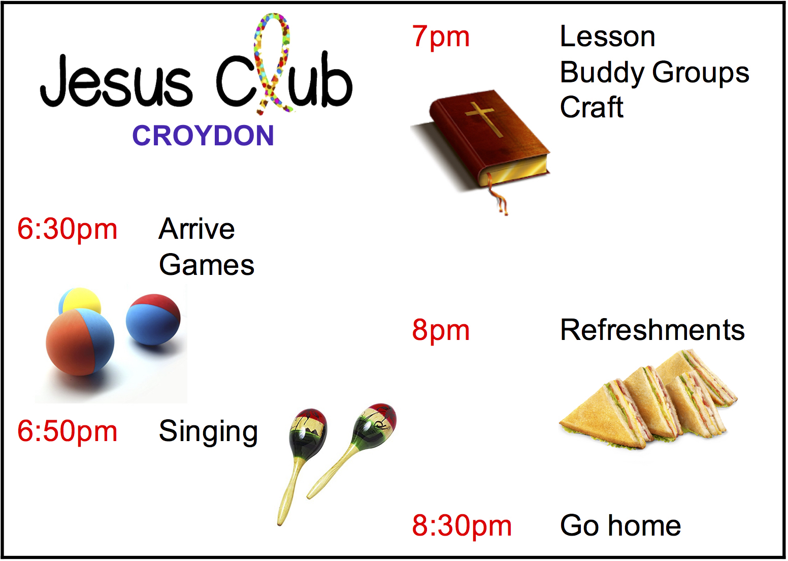 Timetable Jesus Club Croydon